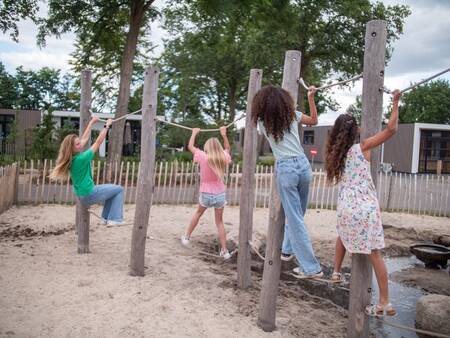 Kinder klettern auf einem Spielplatz im Ferienpark Topparken Résidence De Leuvert
